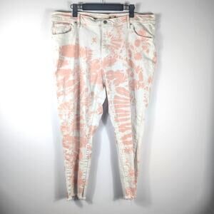 Levi's 22W 721 High Rise Skinny Ankle Womens Pink Tie Dye Jeans Stretch Denim